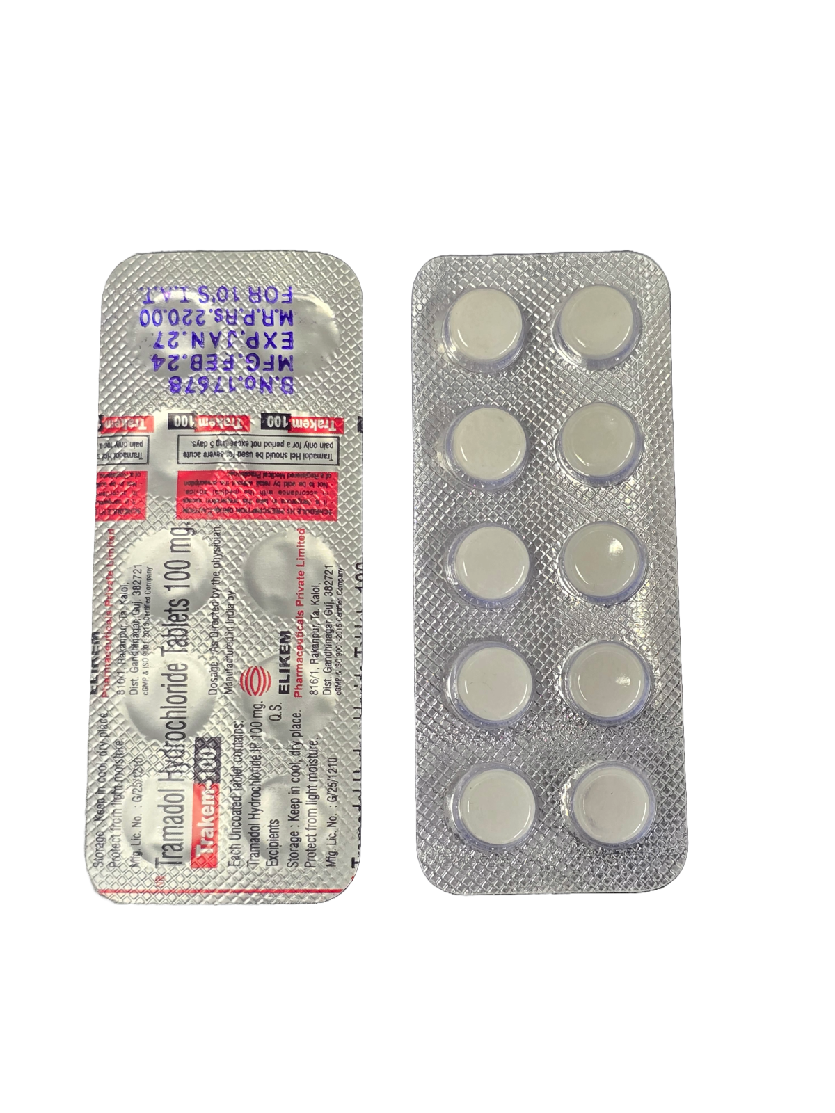 Tramadol Trakem 100mg X10 Tabs