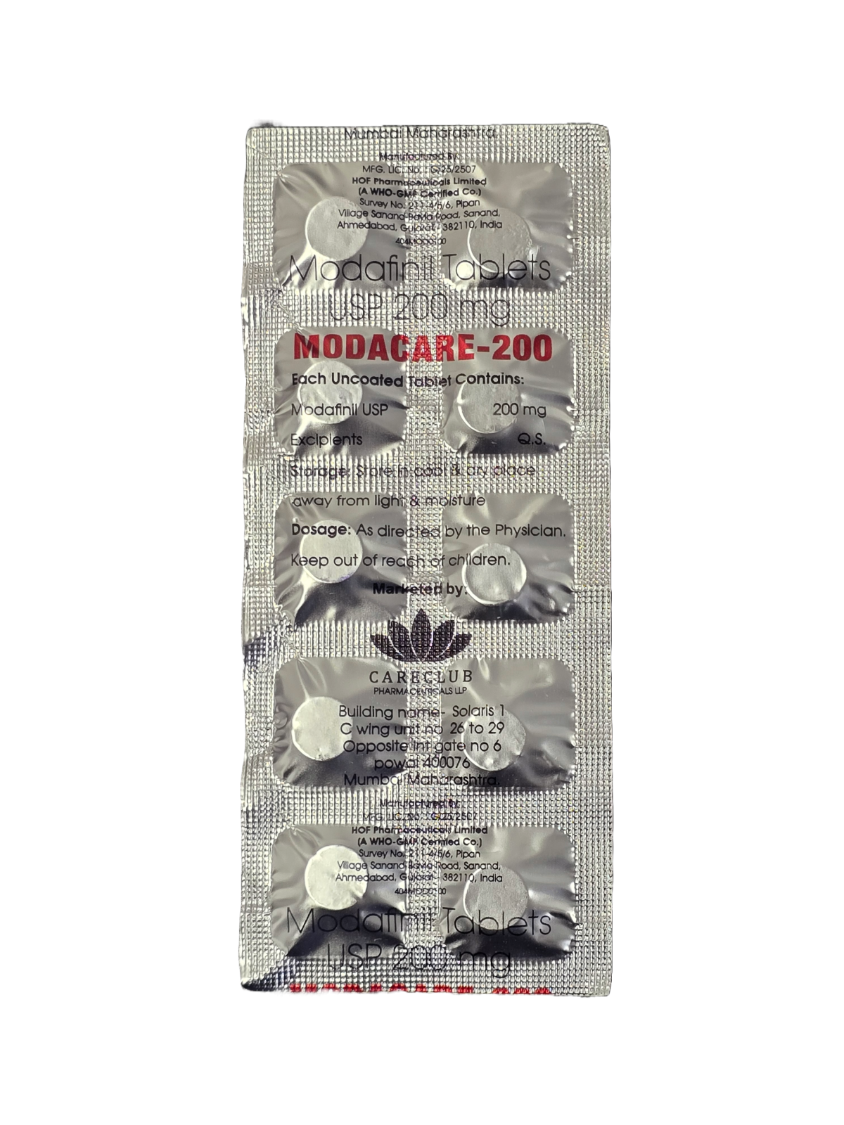 Modafinil Modacare 200MG X10 Tabs